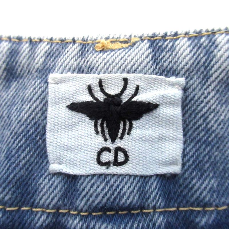 Cleaned 22SS Christian DIOR Denim Shorts With Belt I38 Indigo Blue Women's Used