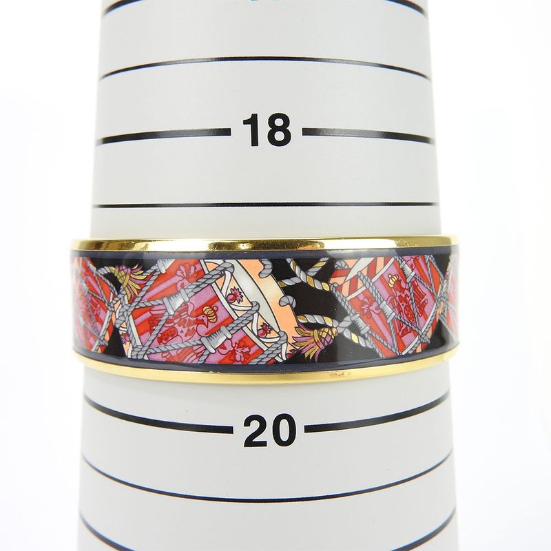 Hermes Bracelet Emile GM Metal Cloisonne Multicolor Black Pink Gold Hardware