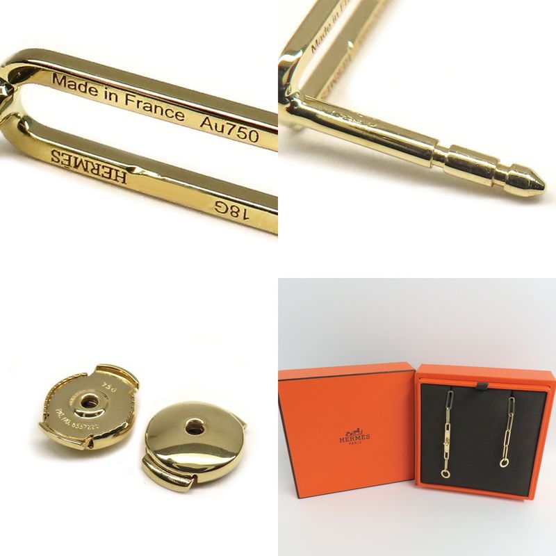 Hermes Earrings Kelly Chaine Au750 18K Yellow Gold Yellow Gold Pair