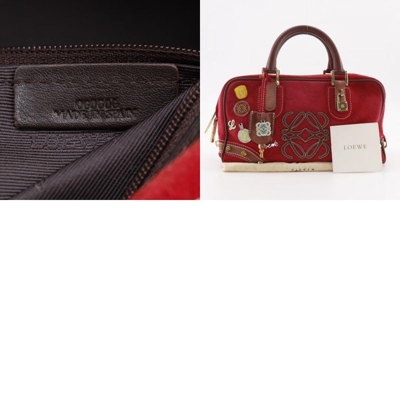 Loewe Amazona 28 160th Anniversary Mini Boston Leather X Suede Women's Handbag