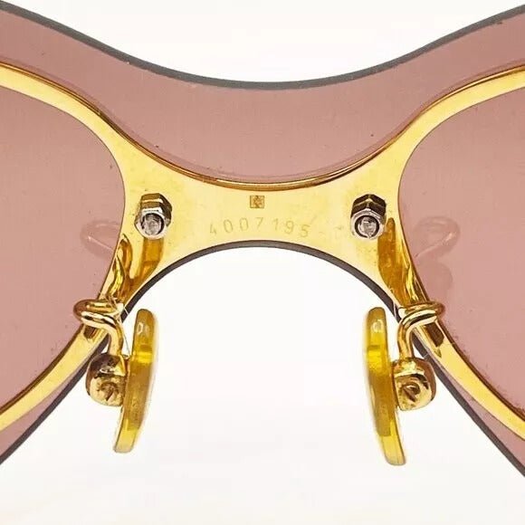 Cartier Vintage Aviator Sunglasses Rimless Gold Shield Mask - The Reluxe