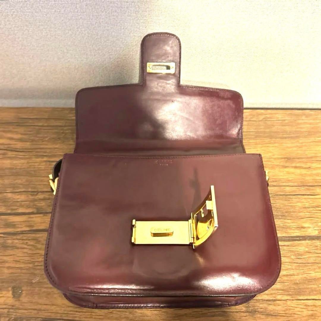 CELINE Vintage Horse Carriage Crossbody Bag Triomphe Burgundy Leather - The Reluxe