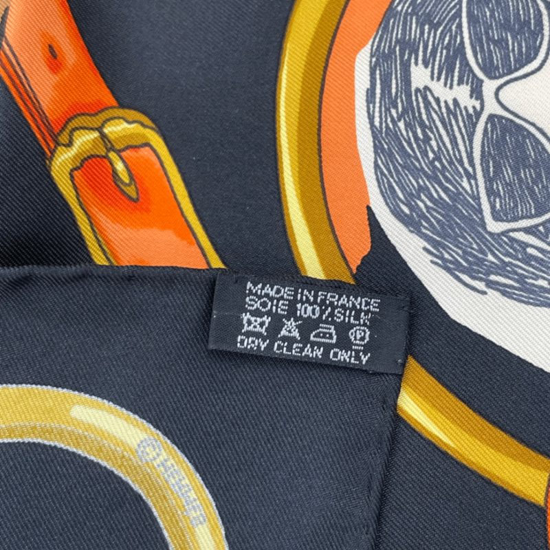 Hermes Carre 90 Scarf Silk LES Parisiens Black And Gold