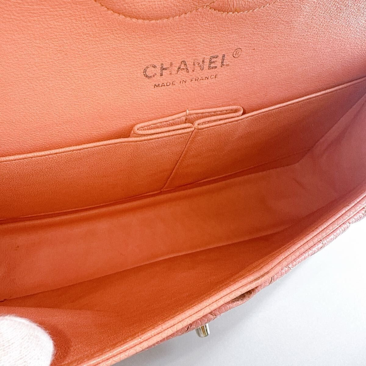 CHANEL Caviar Quilted Medium Classic Double Flap Bag Pink SHW Purse