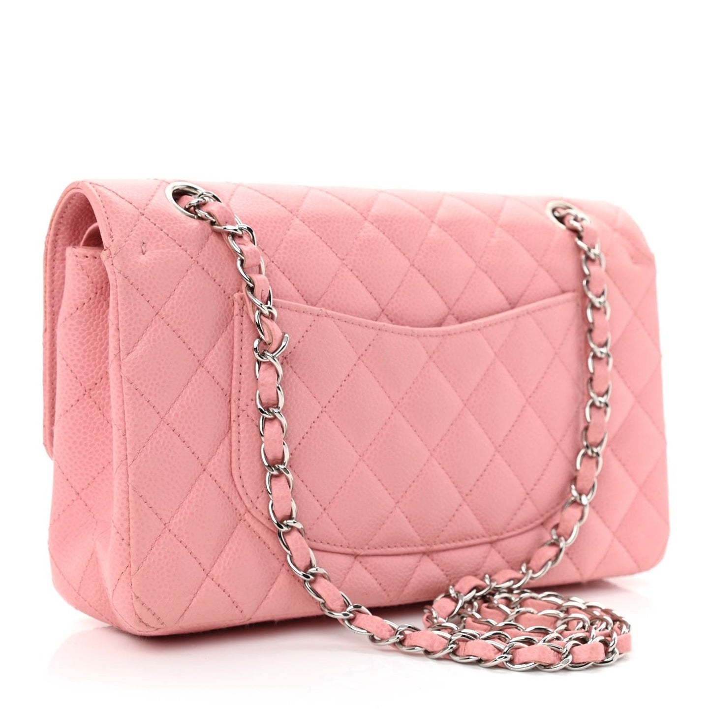 CHANEL Caviar Quilted Medium Classic Double Flap Bag Pink SHW Purse