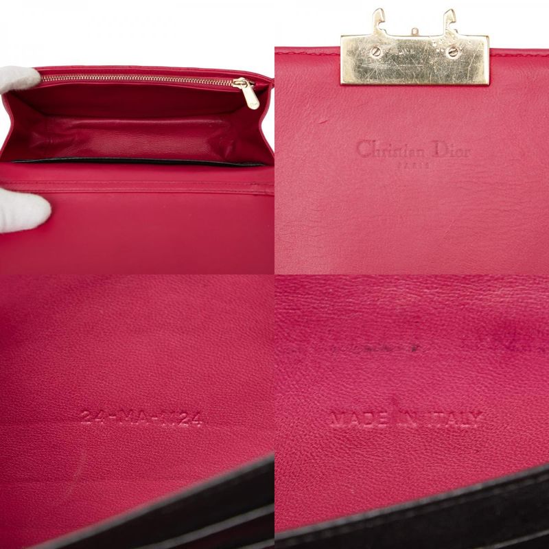 Dior Cannage Chain Shoulder Bag Pink Leather Women's Dior
