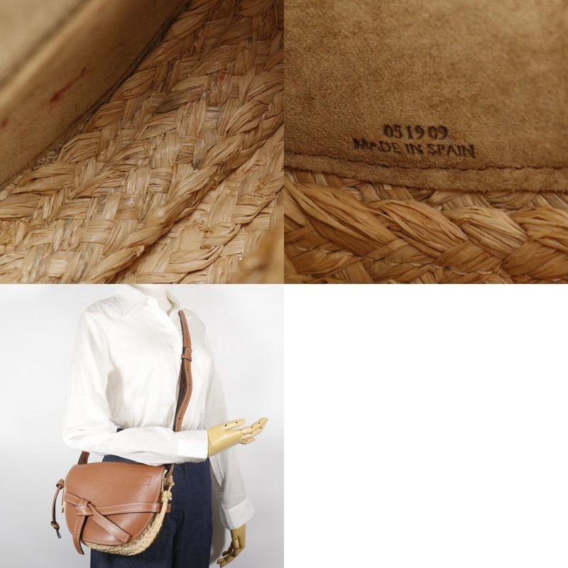 Loewe Gate Small 329.13t20-2924 Leather And Raffia Brown Women Shoulder Bag