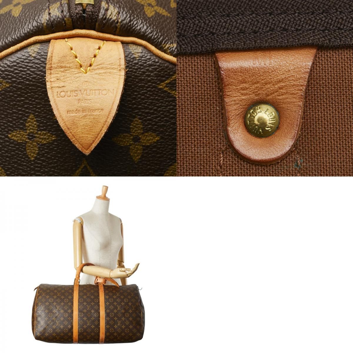 Louis Vuitton Monogram Keepall 55 Boston Bag Travel Bag M41424 Brown PVC