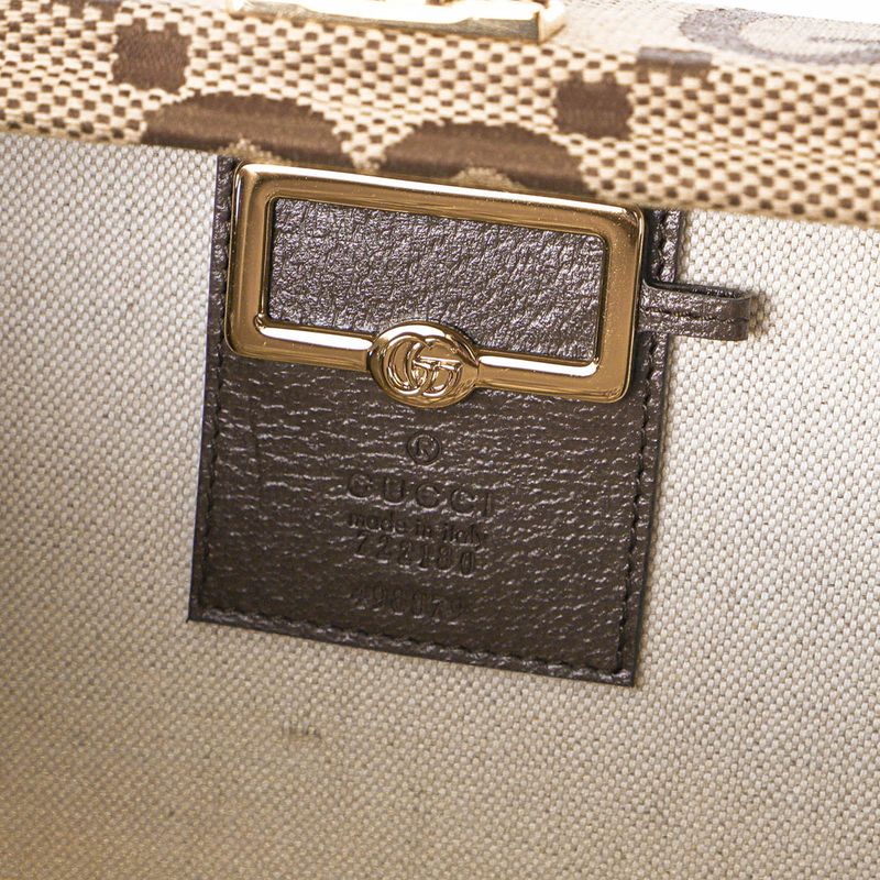 Gucci Shoulder Bag Jumbo GG Canvas Camel/ebony