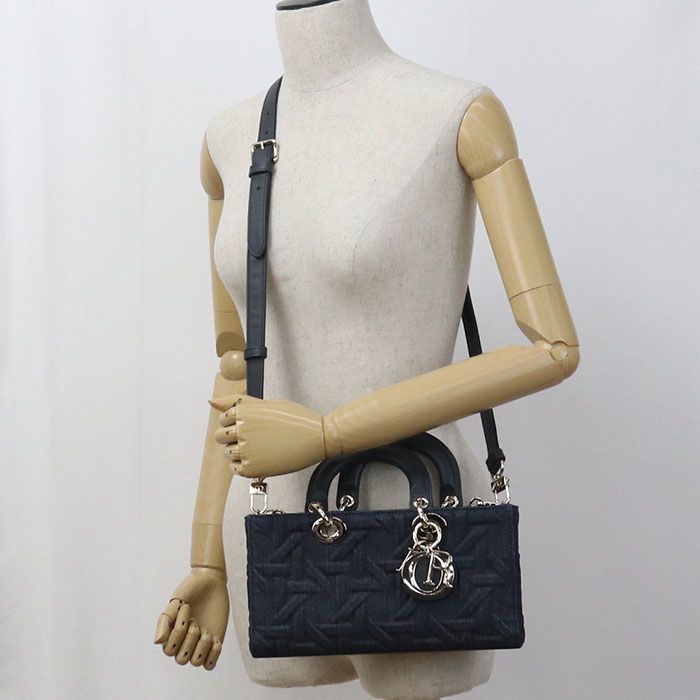DIOR Medium 2WAY Lady D-joy M0540 Handbag Denim Calf Womens