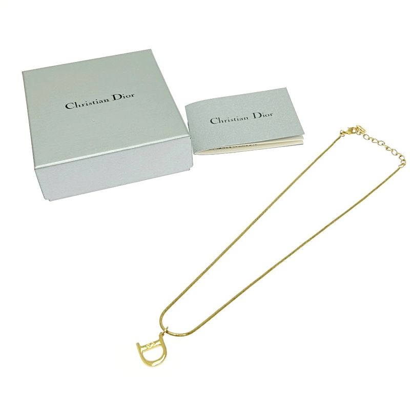 Christian Dior GP D Logo Necklace Women's Gold 408102 Necklace