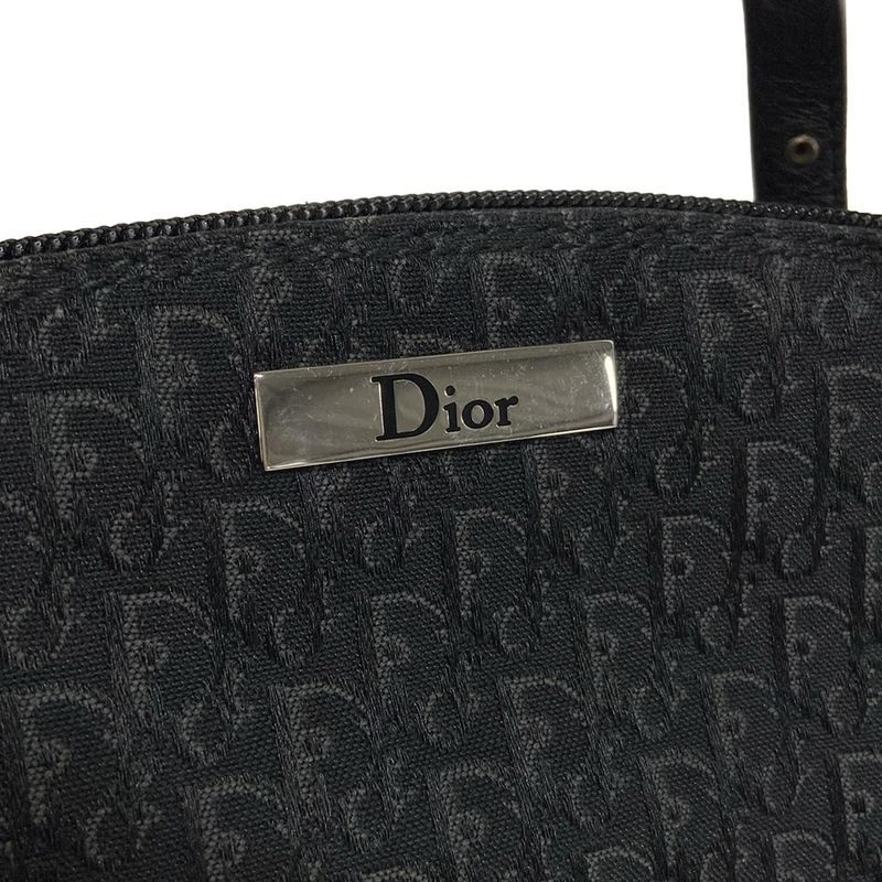 Dior/christian Dior Handbag Trotter Black And Dark Gray Studded/mini Bag Leather