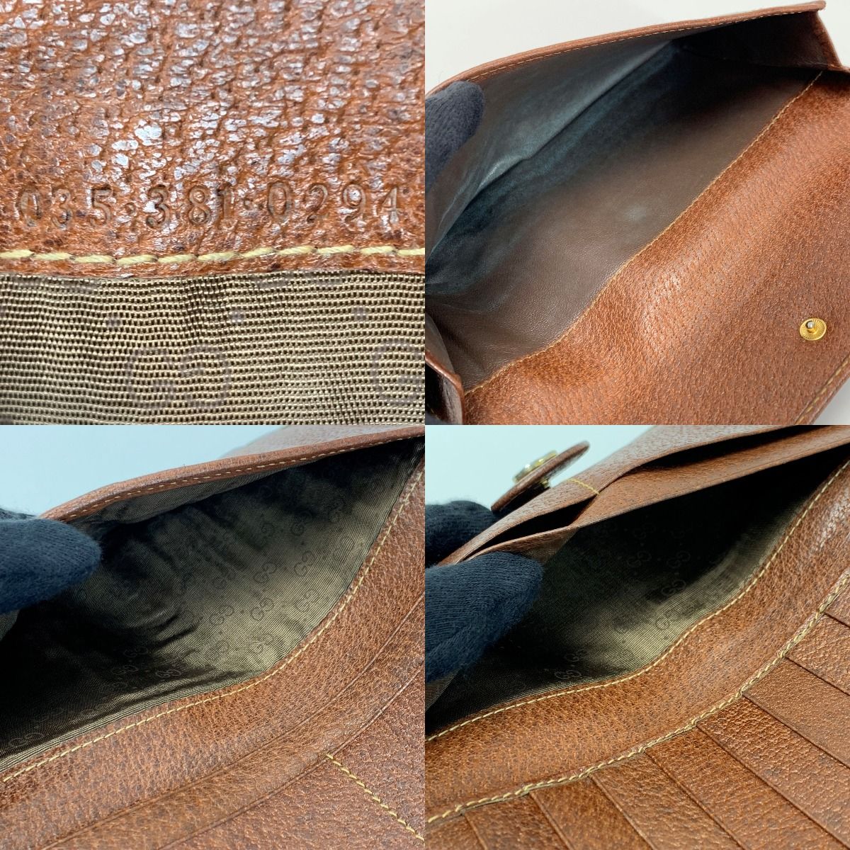 Gucci Interlocking G Pig Leather 035・381・0294 Brown Long Wallet Ladies