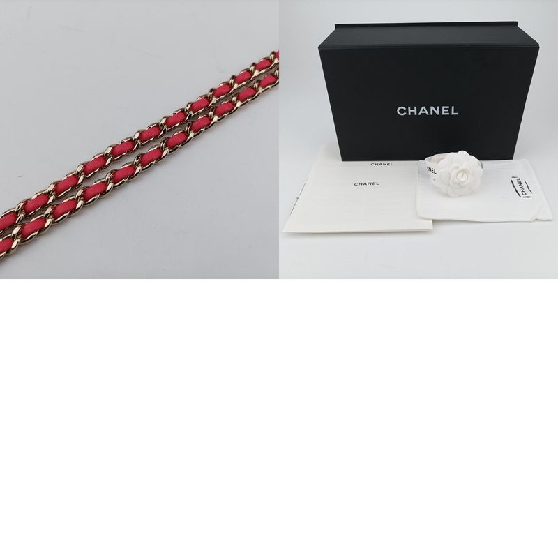 Chanel Around Hobo Matelasse Rose Red Lambskin Croissant Half Moon Shoulder Bag