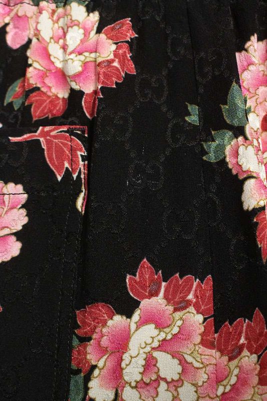 Gucci 624399 Zaep6 Flower Print GG Pattern Silk Half Pants Men's 44