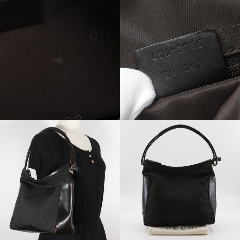Gucci 001.3766 Nylon Canvas Black Women Shoulder Bag
