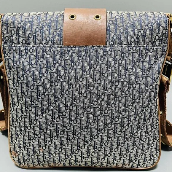 Christian Dior Monogram Street Chic Messenger Shoulder Bag Leather Tan