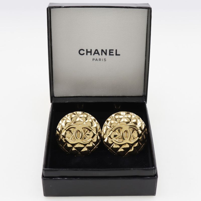 Chanel Coco Mark Matelasse Gold Plated Ladies 37.5g Earrings