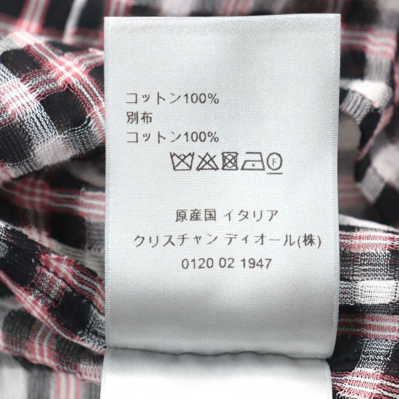 DIOR Homme 293c516a5571 100% Cotton Logo Button Plaid Long Sleeve Shirt Pink