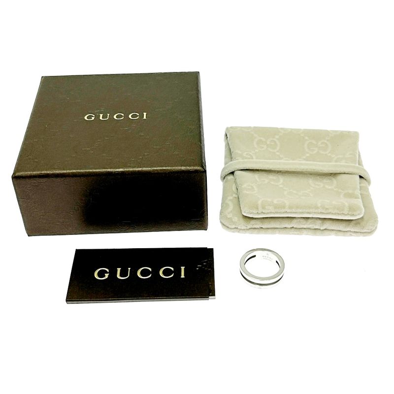 Gucci Silver Logo Double Line Ring 5.6g 925 Engraved 415164 Ring