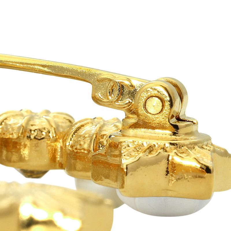 Chanel Brooch Rhinestone And Costume Pearl Brooch White/gold