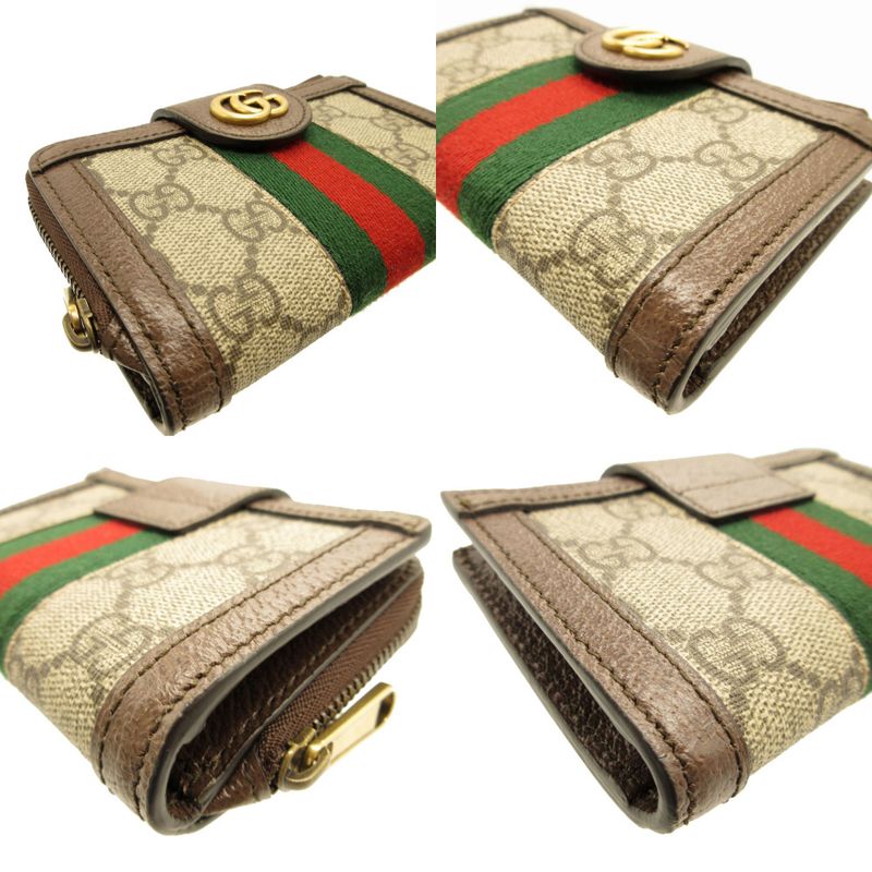 Gucci Ophidia 699353 GG Marmont Compact Wallet GG Canvas Leather Beige Brown