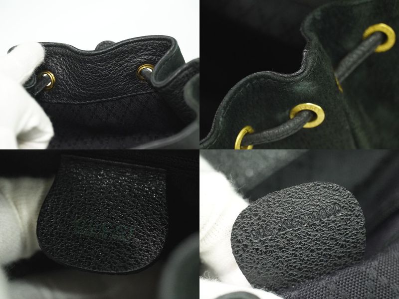 Authentic Gucci Bamboo Backpack Sac Backpack Suede Leather Black Bamboo Bag