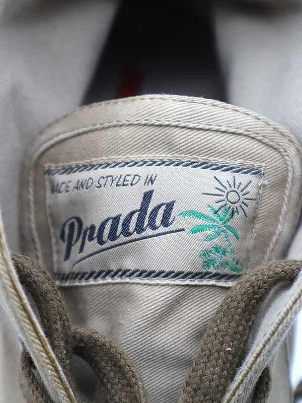 Prada 14ss Rubber Sole High Cut Sneakers Beige 6 4t 2708