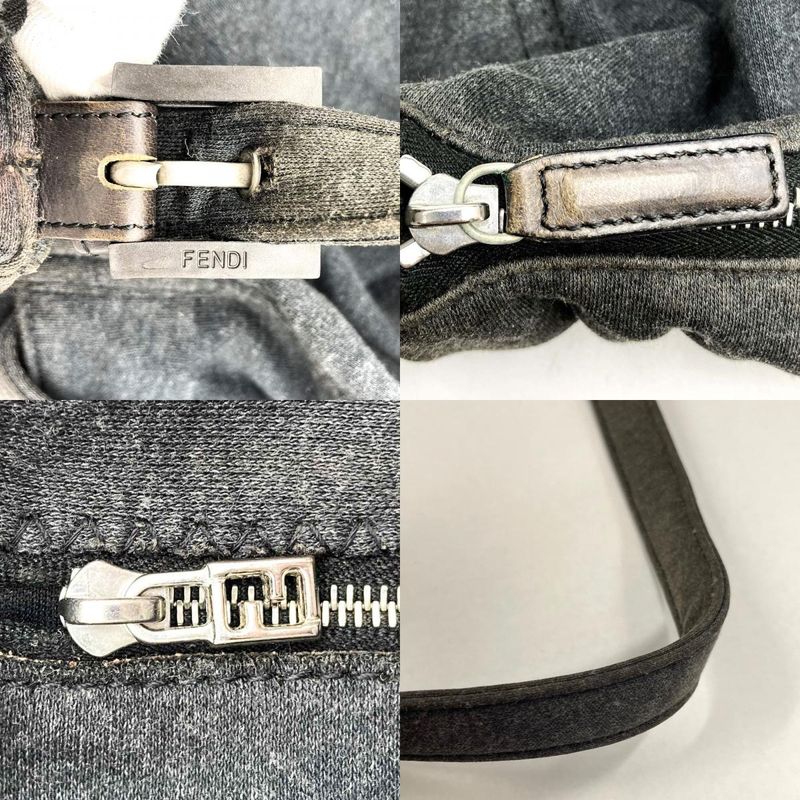 Fendi Handbag Shoulder Bag Mamma Cotton Gray FF Logo Women Men Fashion Gift