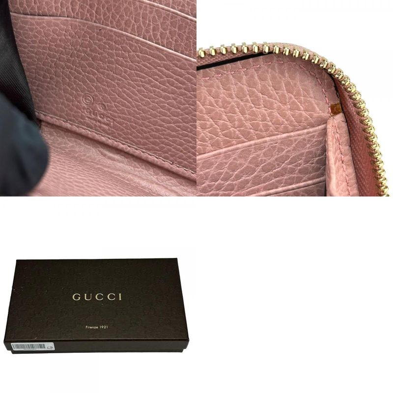 Gucci Long Wallet 449347 Interlocking Leather Pink Gold Hardware Round Zipper