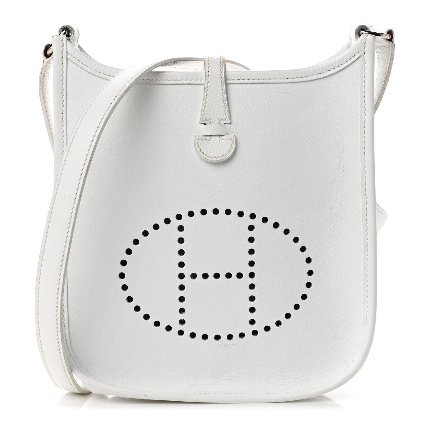 HERMES Evelyn TPM Mini Clemence Epsom Leather White Shoulder Bag Tote