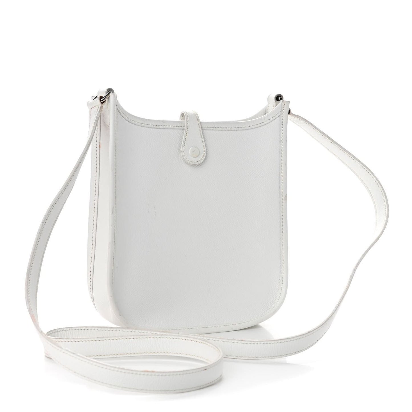 HERMES Evelyn TPM Mini Clemence Epsom Leather White Shoulder Bag Tote