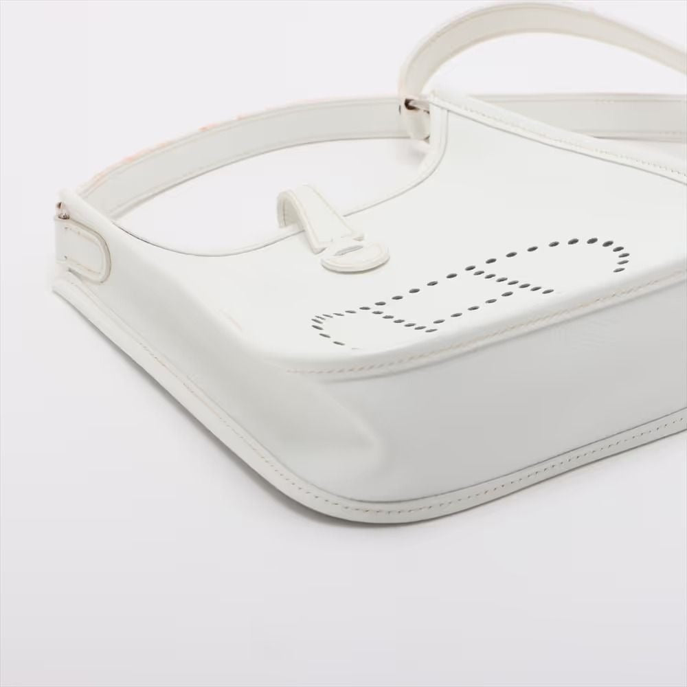 HERMES Evelyn TPM Mini Clemence Epsom Leather White Shoulder Bag Tote