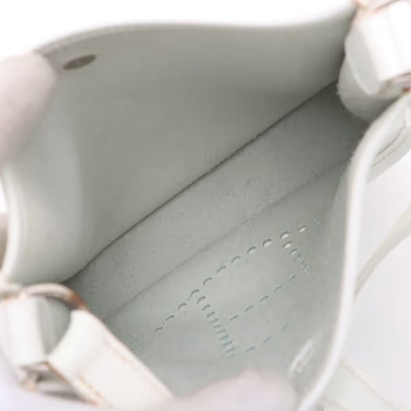 HERMES Evelyn TPM Mini Clemence Epsom Leather White Shoulder Bag Tote
