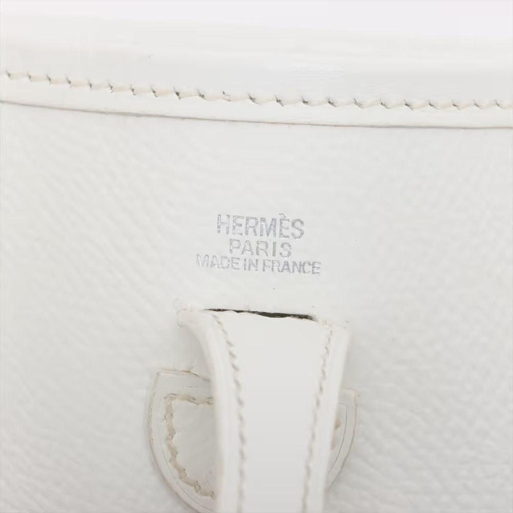 HERMES Evelyn TPM Mini Clemence Epsom Leather White Shoulder Bag Tote