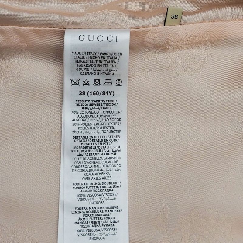 Gucci GG Canvas Jacket Web Stripe with Belt Women's Outerwear Leather Trim