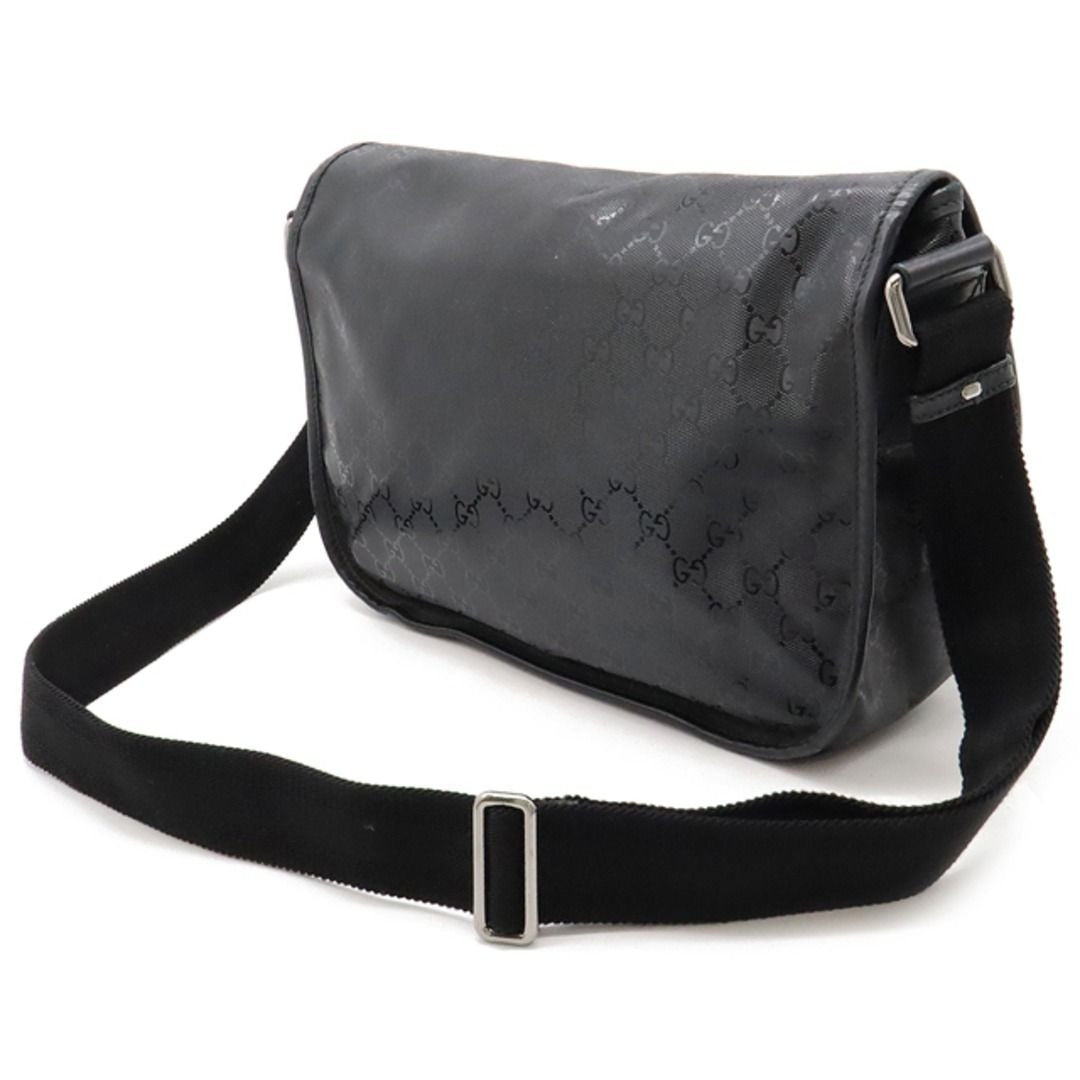 Gucci GG Imprime Monogram Medium Buckle Flap Messenger Bag Black Mens