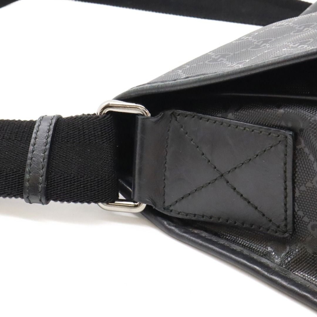 Gucci GG Imprime Monogram Medium Buckle Flap Messenger Bag Black Mens