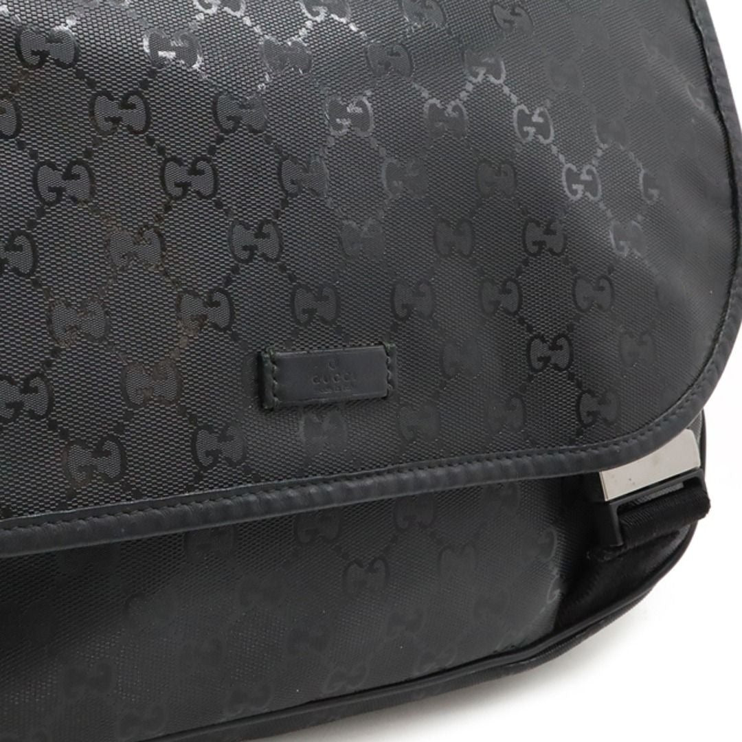 Gucci GG Imprime Monogram Medium Buckle Flap Messenger Bag Black Mens