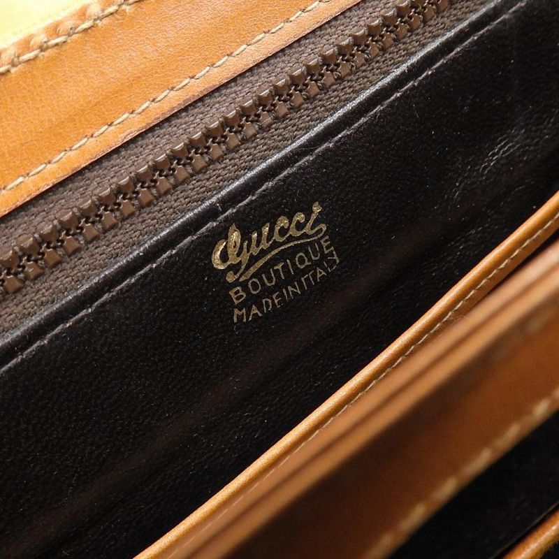 Gucci 60s Vintage Archive Box Calf Leather Shoulder Body Bag Camel Rare Women