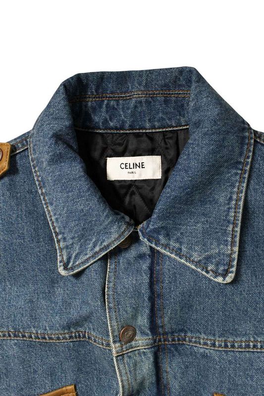 Celine 2q250862n Leather Cut Aviator Denim Jacket Denim Jacket Women's XS