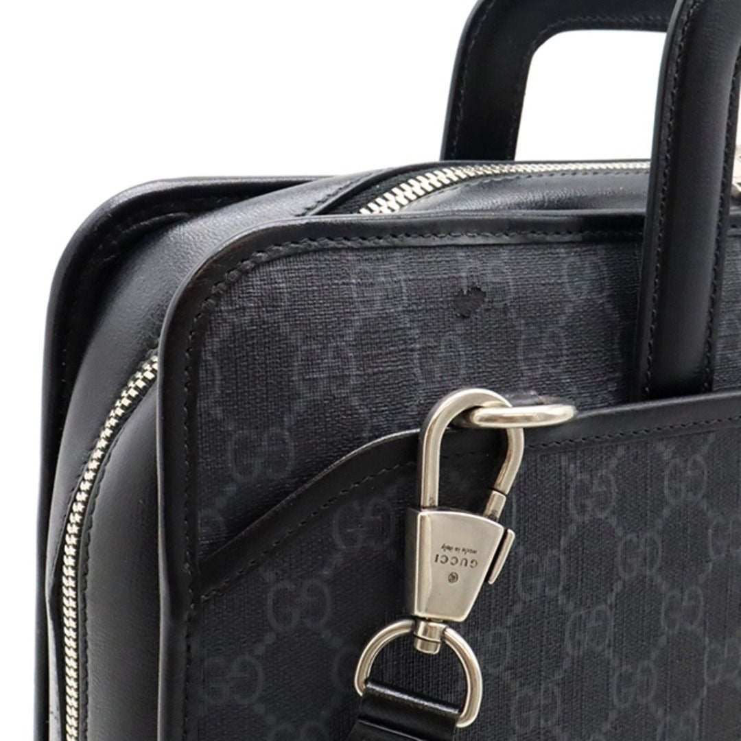 Gucci GG Supreme Briefcase Monogram Medium Messenger Bag Black Mens