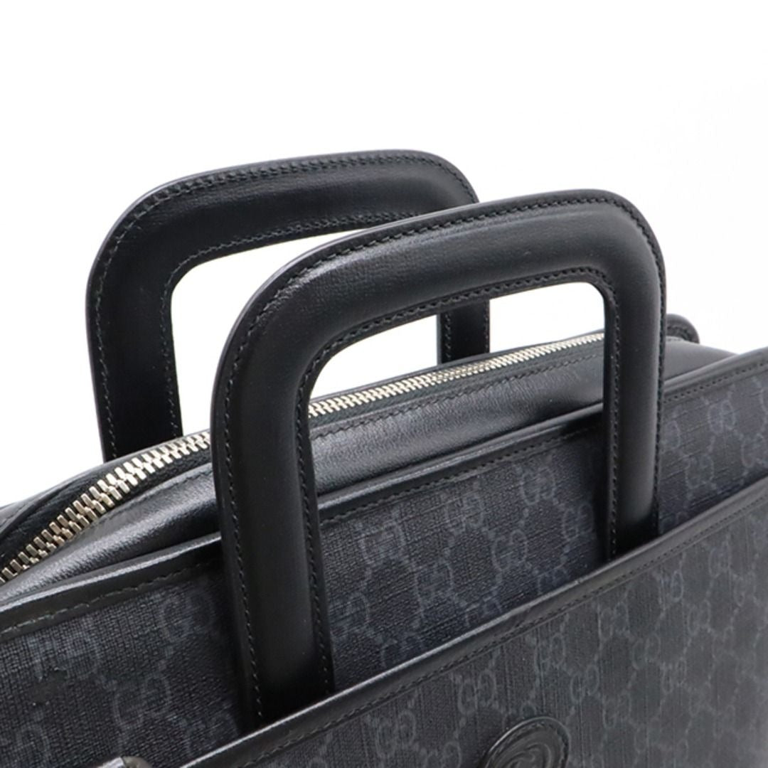 Gucci GG Supreme Briefcase Monogram Medium Messenger Bag Black Mens