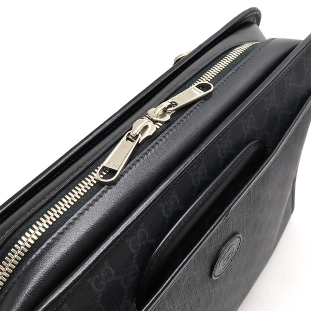 Gucci GG Supreme Briefcase Monogram Medium Messenger Bag Black Mens