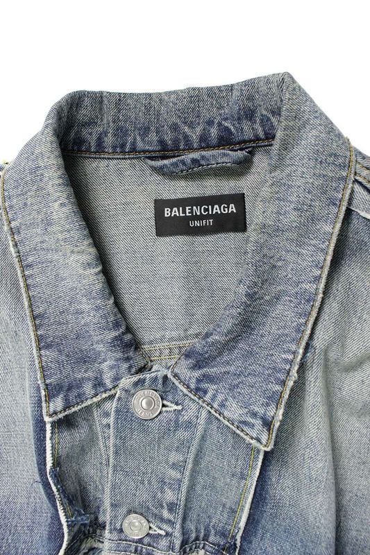 Balenciaga 22AW 697779 Tmw26 Cut Reconstruction Design Oversize Denim Jacket