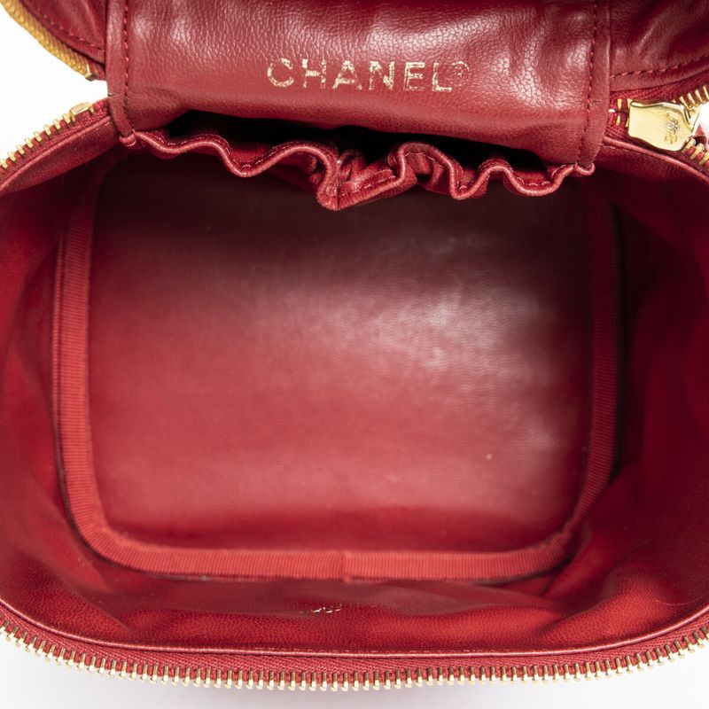 Chanel Vanity Case Red Caviar Leather A