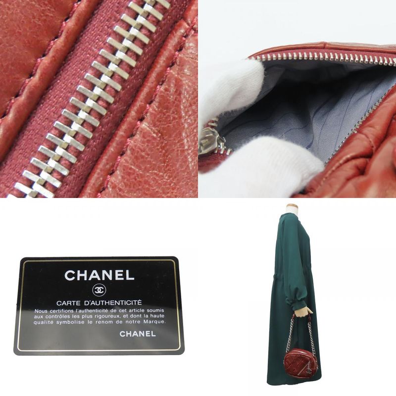 Chanel Shoulder Bag Quilted Coco Mark Lambskin Bordeaux Silver Hardware Chain