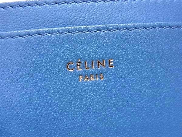 Celine Leather Card Case Card Holder Pass Case Women's Light Blue Fa1122