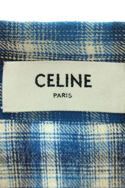 Celine 21SS 2c486354m Check Cotton Loose Long Sleeve Shirt Men's 40