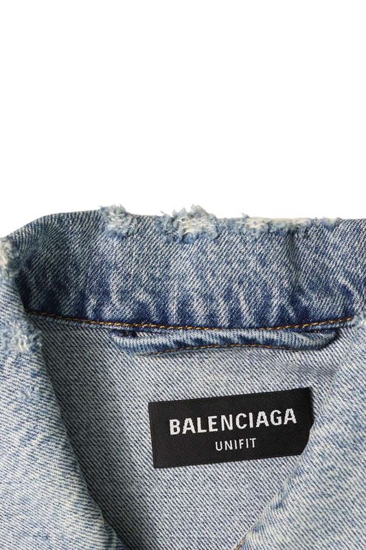 Balenciaga 21AW 664329 Tbp48 Back Barcode Embroidery Large Fit Denim Jacket